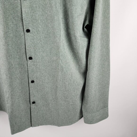 01.Algo Dress Shirt Mens XL Kombu Green Check L/S Performance Button Up - Picture 4 of 6